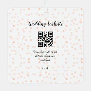 Wedding website scan QR code for details orange so Metal Ornament