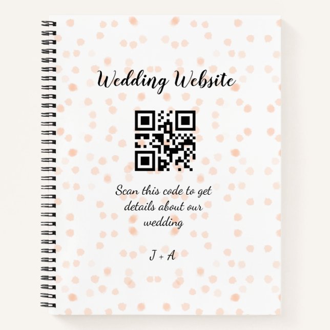 Wedding website scan QR code for details orange so Notebook (Front)