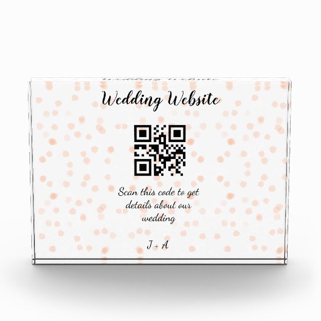 Wedding website scan QR code for details orange so Photo Block (Front)