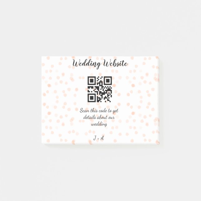 Wedding website scan QR code for details orange so Post-it Notes (Front)