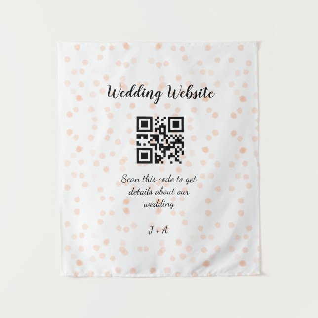 Wedding website scan QR code for details orange so Tapestry (Front)