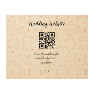 Wedding website scan QR code for details orange so Wood Wall Art