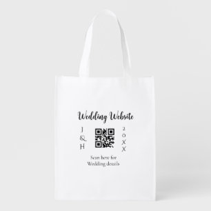 WEDDING WEBSITE SCAN QR COUPLE NAME YEAR SIMPLE MI GROCERY BAG