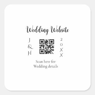 WEDDING WEBSITE SCAN QR COUPLE NAME YEAR SIMPLE MI SQUARE STICKER