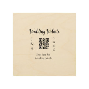 WEDDING WEBSITE SCAN QR COUPLE NAME YEAR SIMPLE MI WOOD WALL ART
