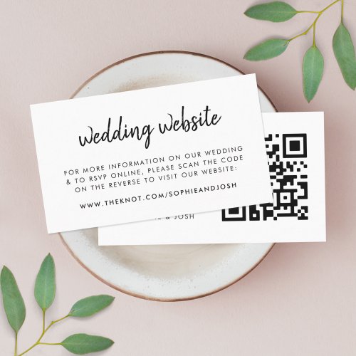 Wedding Website  Scannable QR Code Minimalist Enclosure Card