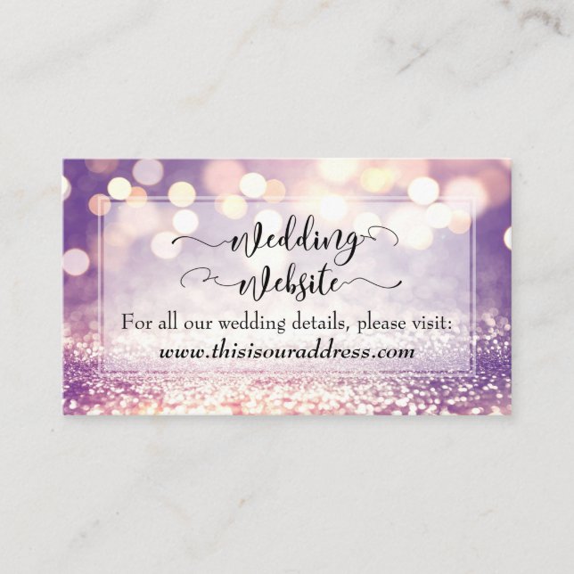 Wedding Website Script, Colorful Bokeh & Glitter Enclosure Card (Front)