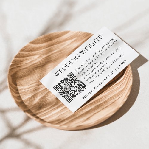Wedding Website Simple And Minimalist QR Code RSVP Enclosure Card
