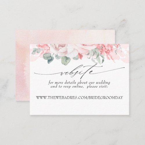 Wedding Website Soft Pink Flowers Business Card