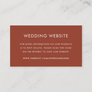 Wedding Website   Terracotta Burnt Orange QR Code Enclosure Card