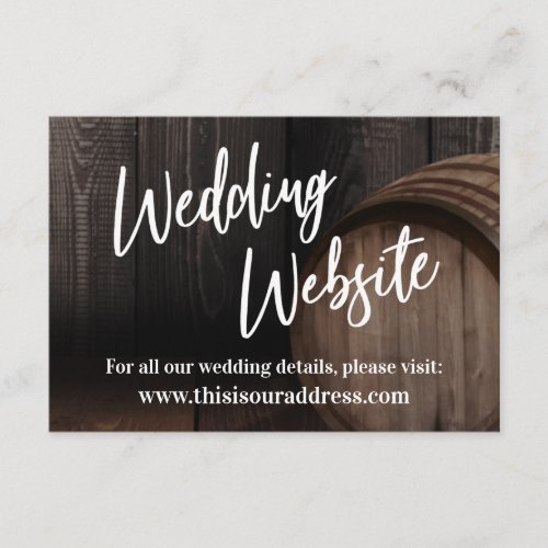 Wedding Website Typography Wood Barrel Enclosure Card