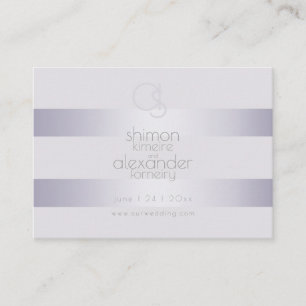 Wedding Website Violet Shimmer Stripes Monogram Business Card