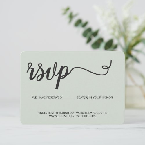 Wedding website We have Reserved seats green RSVP Card