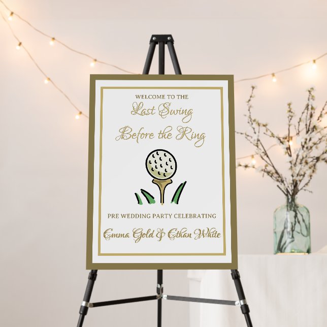 Wedding Weekend Activity Golf Party Gold & White Foam Board (In Situ (Stand))