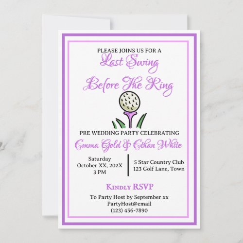 Wedding Weekend Activity Golf Purple Lavender Invitation