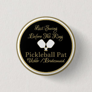 Wedding Weekend Activity Pickleball Gold & White Button