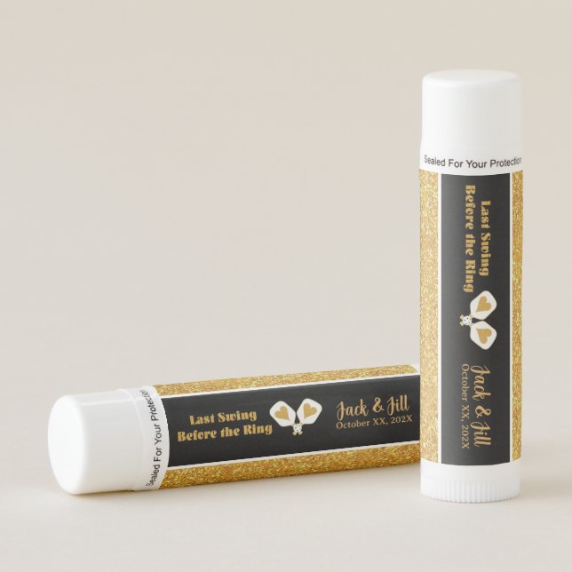Wedding Weekend Activity Pickleball Gold & White Lip Balm (Front)
