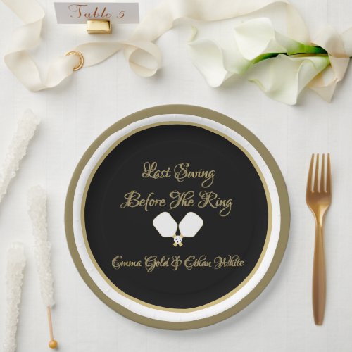 Wedding Weekend Activity Pickleball Gold  White Paper Plates