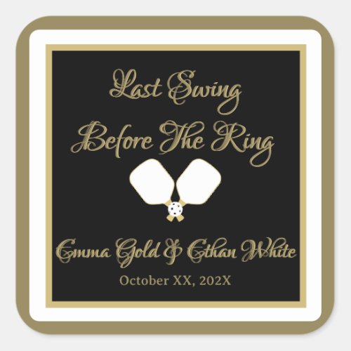 Wedding Weekend Activity Pickleball Gold  White Square Sticker