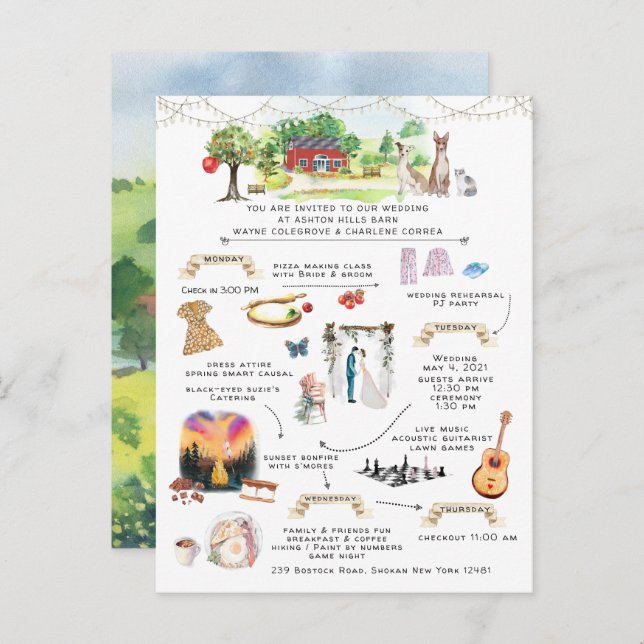 Wedding Weekend Ashton Hills Itinerary Invitation (Front/Back)