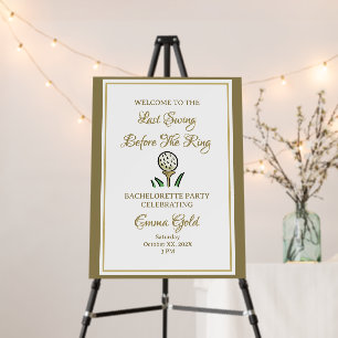 Wedding Weekend Bachelorette Golf - White and Gold Foam Board
