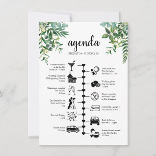 Wedding Weekend Greenery Guest Agenda Advice Card