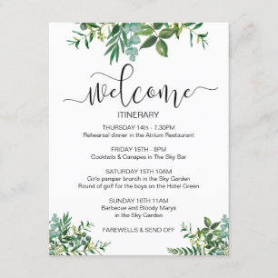 Wedding Weekend Greenery Illustration Welcome Enclosure Card