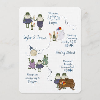 Wedding Weekend Illustrated Frogs Enclosure Card