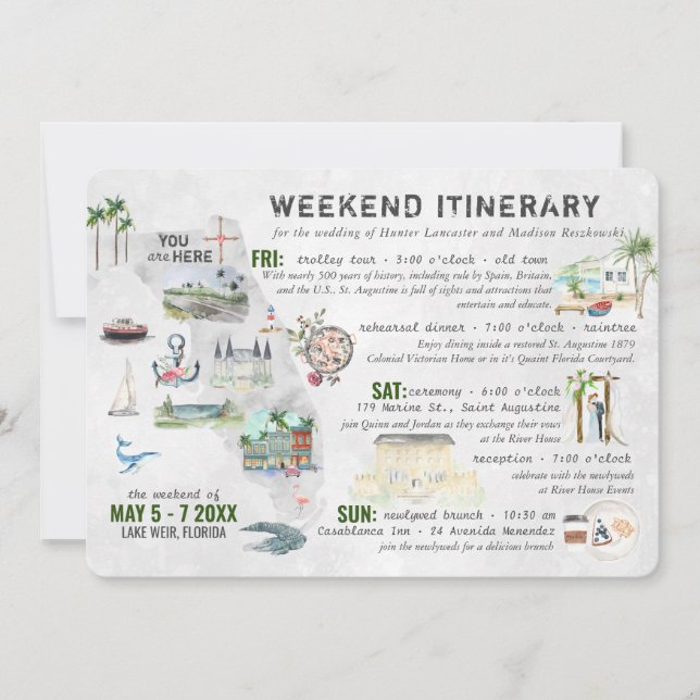 Wedding Weekend in Florida Itinerary Card (Front)