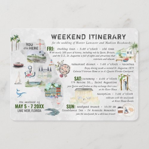 Wedding Weekend in Florida Itinerary Card
