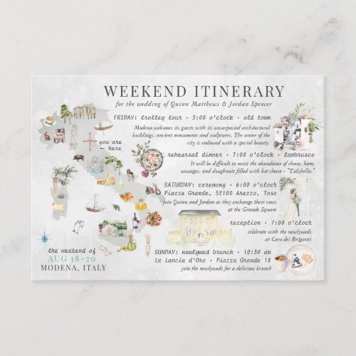 Wedding Weekend in Italy Itinerary Card