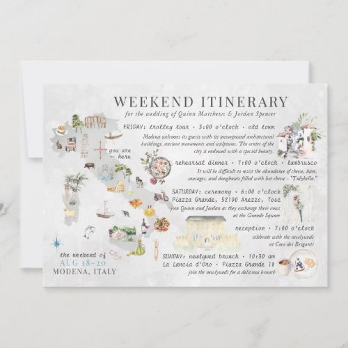 Wedding Weekend in Italy Itinerary Card