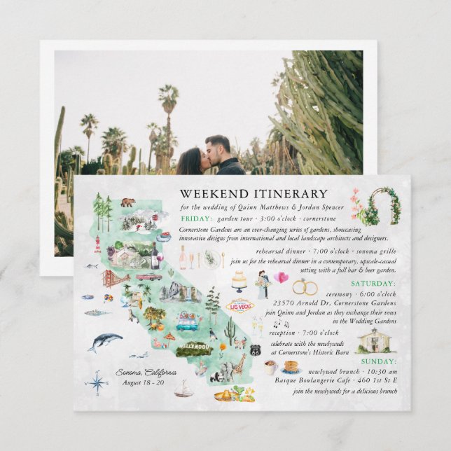 Wedding Weekend in Napa | Itinerary Card (Front/Back)