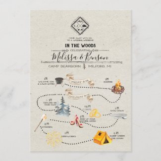 Wedding Weekend in the Woods Itinerary Card