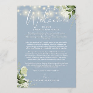 Wedding Weekend Itinerary Dusty Blue Floral Program