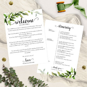 Wedding Weekend Itinerary Elegant Greenery  Invitation