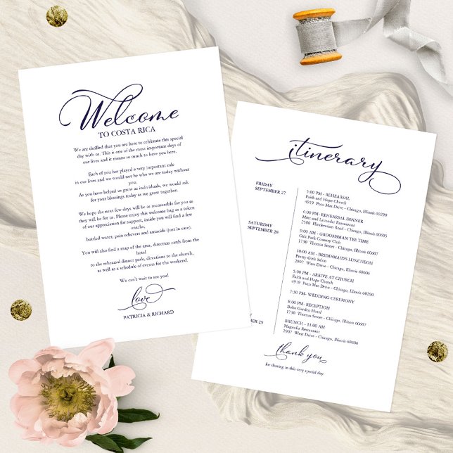 Wedding Weekend Itinerary Elegant Script Welcome (Creator Uploaded)