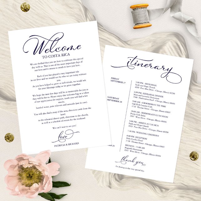 Wedding Weekend Itinerary Elegant Script Welcome I Invitation (Creator Uploaded)