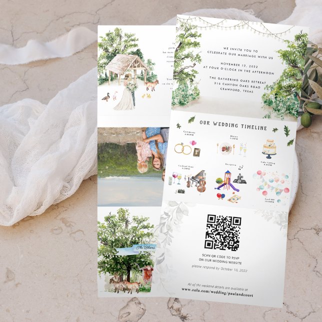 Wedding Weekend Itinerary | Gathering Oaks Waco  Tri-Fold Announcement (Creator Uploaded)