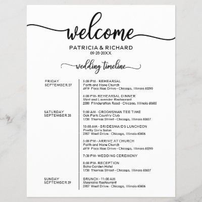 Wedding Weekend Itinerary
