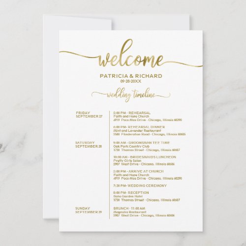 Wedding Weekend Itinerary Simple Chic Timeline Invitation