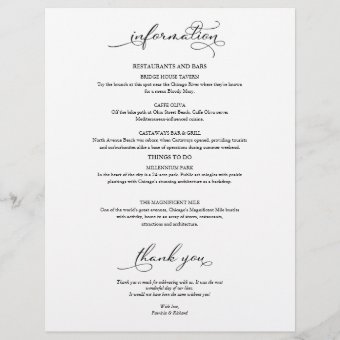 Wedding Weekend Itinerary Timeline Elegant | Zazzle