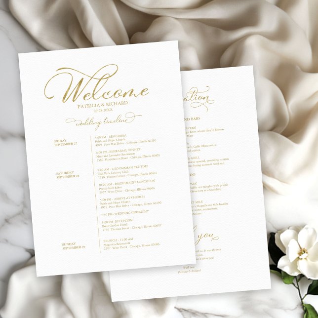 Wedding Weekend Itinerary Timeline Elegant (Creator Uploaded)