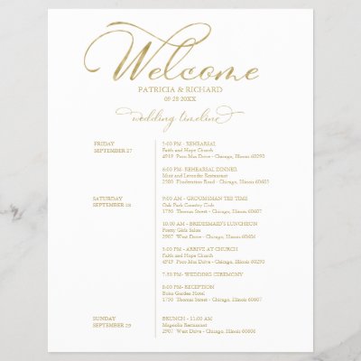 Wedding Weekend Itinerary Timeline Elegant