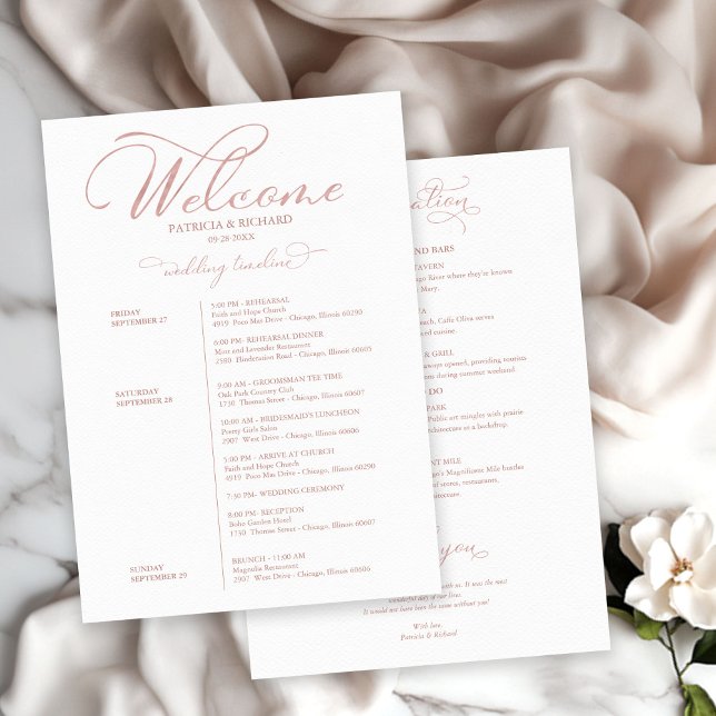 Wedding Weekend Itinerary Timeline Elegant Invitation (Creator Uploaded)