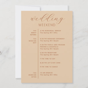 Wedding Weekend Itinerary Timeline Peach Sand Invitation