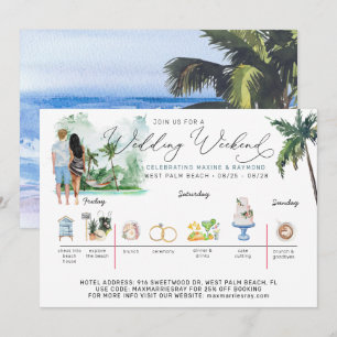 Wedding Weekend Itinerary   Tropical Beach Invitation