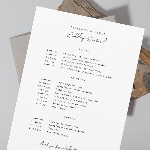 Wedding Weekend Itinerary V2 Invitation