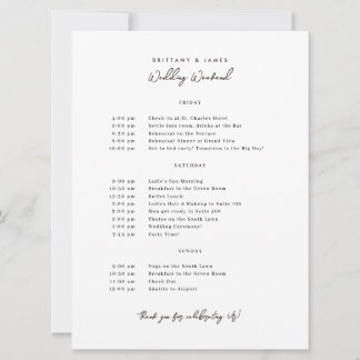 Wedding Weekend Itinerary V3 Invitation