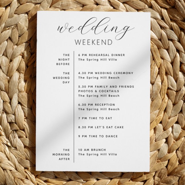 Wedding Weekend Itinerary & Welcome Bag | Timeline Invitation (Creator Uploaded)